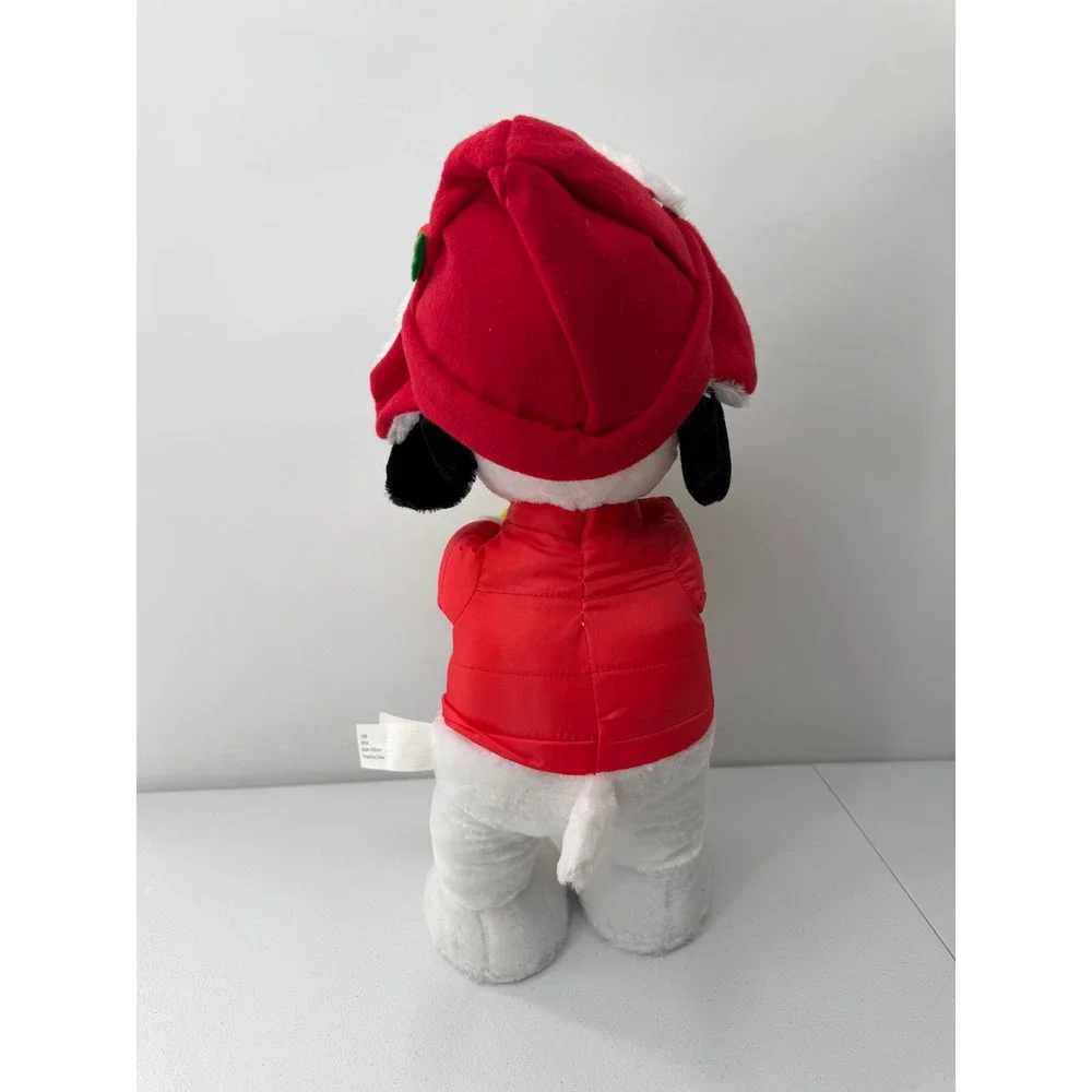 Peanuts Snoopy Plush Holiday Red Puffer Jacket Santa Hat Woodstock 21in Gemmy